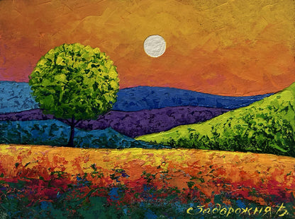 Oil painting Romantic flaming evening V. Zadorozhnya