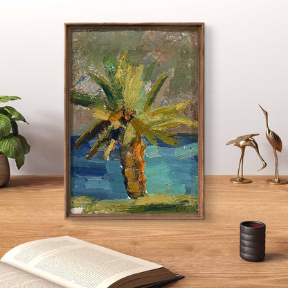 Oil painting Palm tree on the shore Olesya Lishaeva