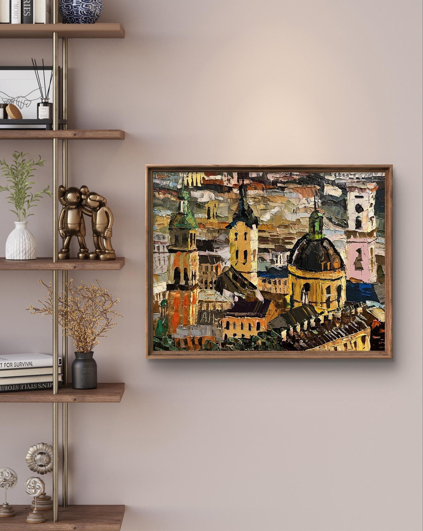 Oil painting Panorama of the city Horishnyi N.A.