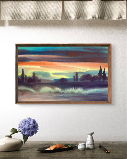 Watercolor painting Colorful evening Svetlana Gramm