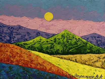 Oil painting Symphony of sunset over the mountains V. Zadorozhnya