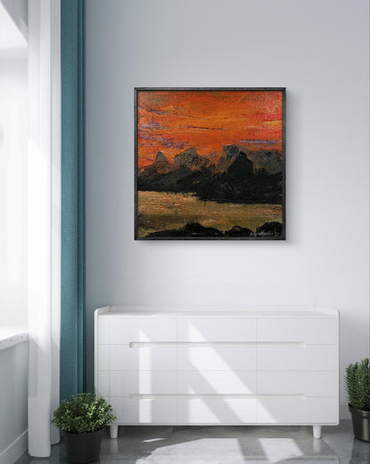 Oil painting Sunset and mountains Serhiy Kovalev