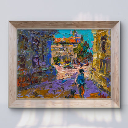 Oil painting Quiet city street Oleksiy Ivanyuk