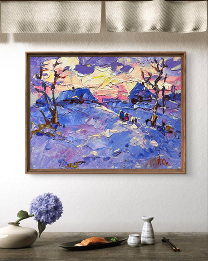 Oil painting Romantic winter evening Ivanyuk Alex