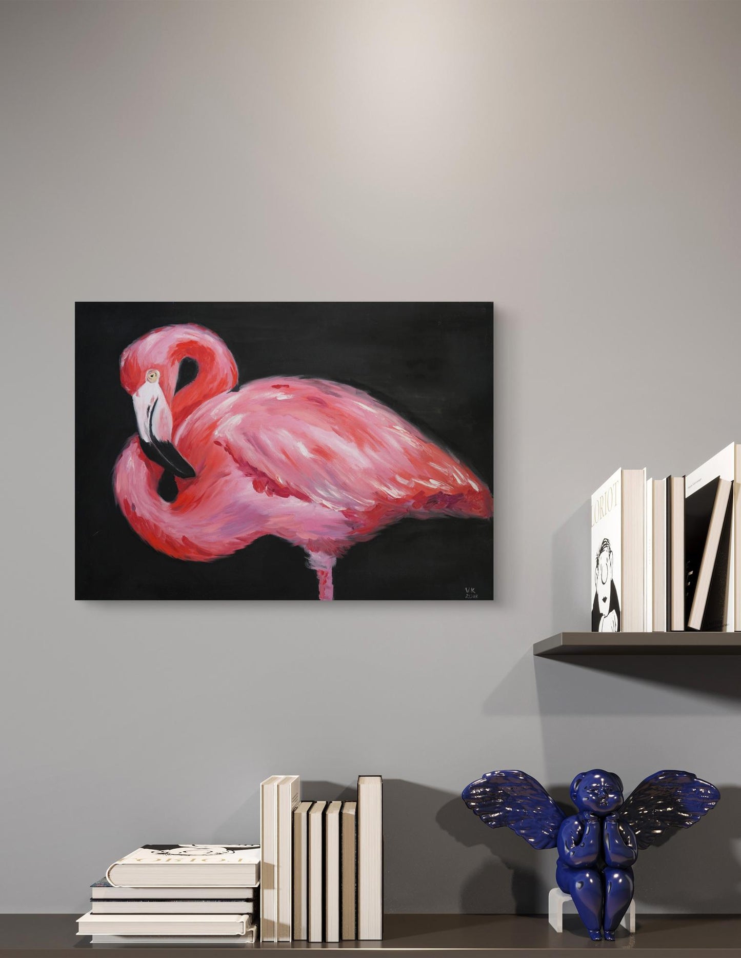 Oil painting Pink flamingo Victoria Kagalovska