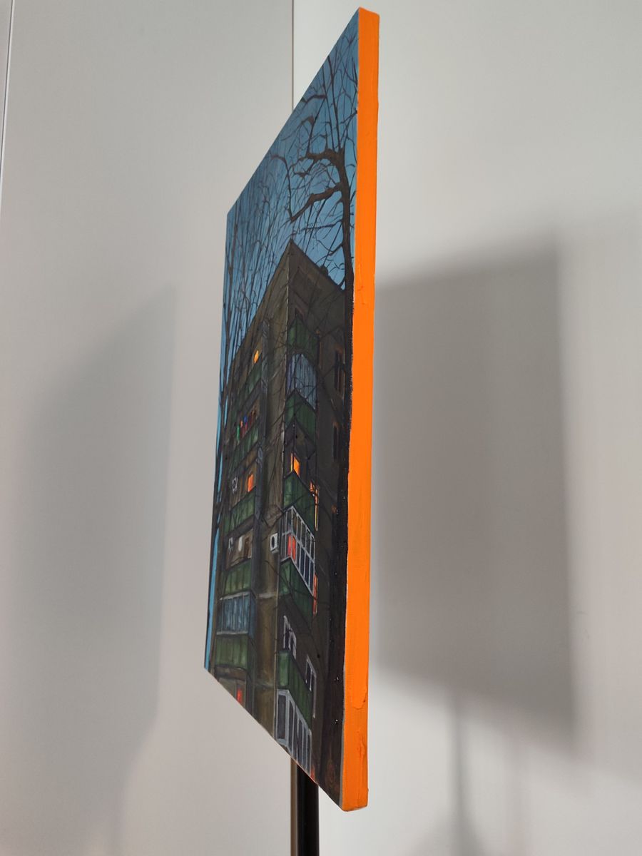 Oil painting City night house Oksana Sklym