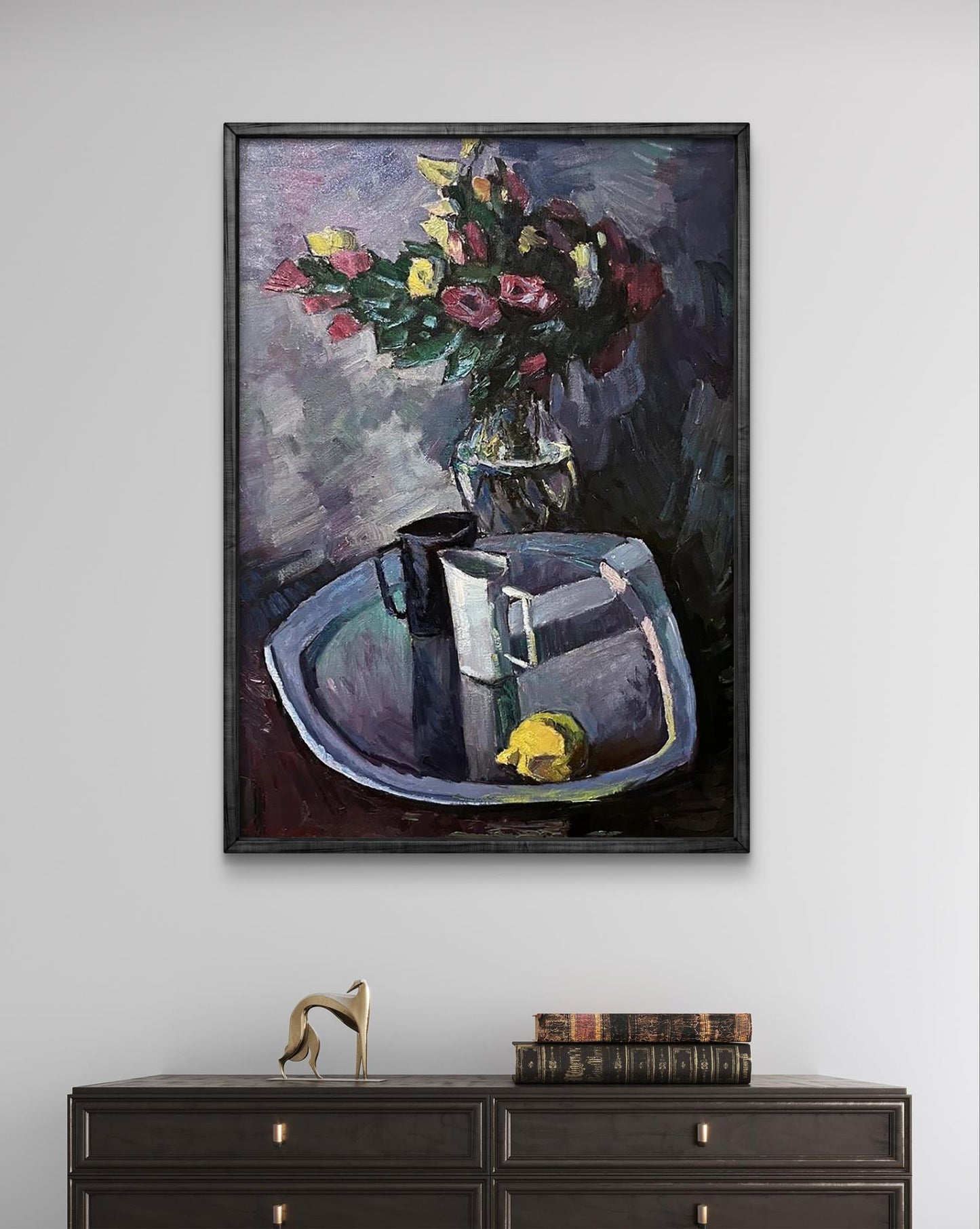 Oil painting Still life with flowers and lemon Oleksandr Andreev