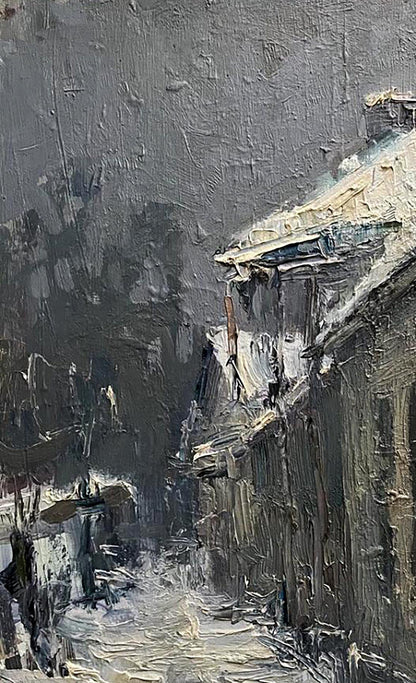 Oil painting Snowy street Volodymyr Pashchenko