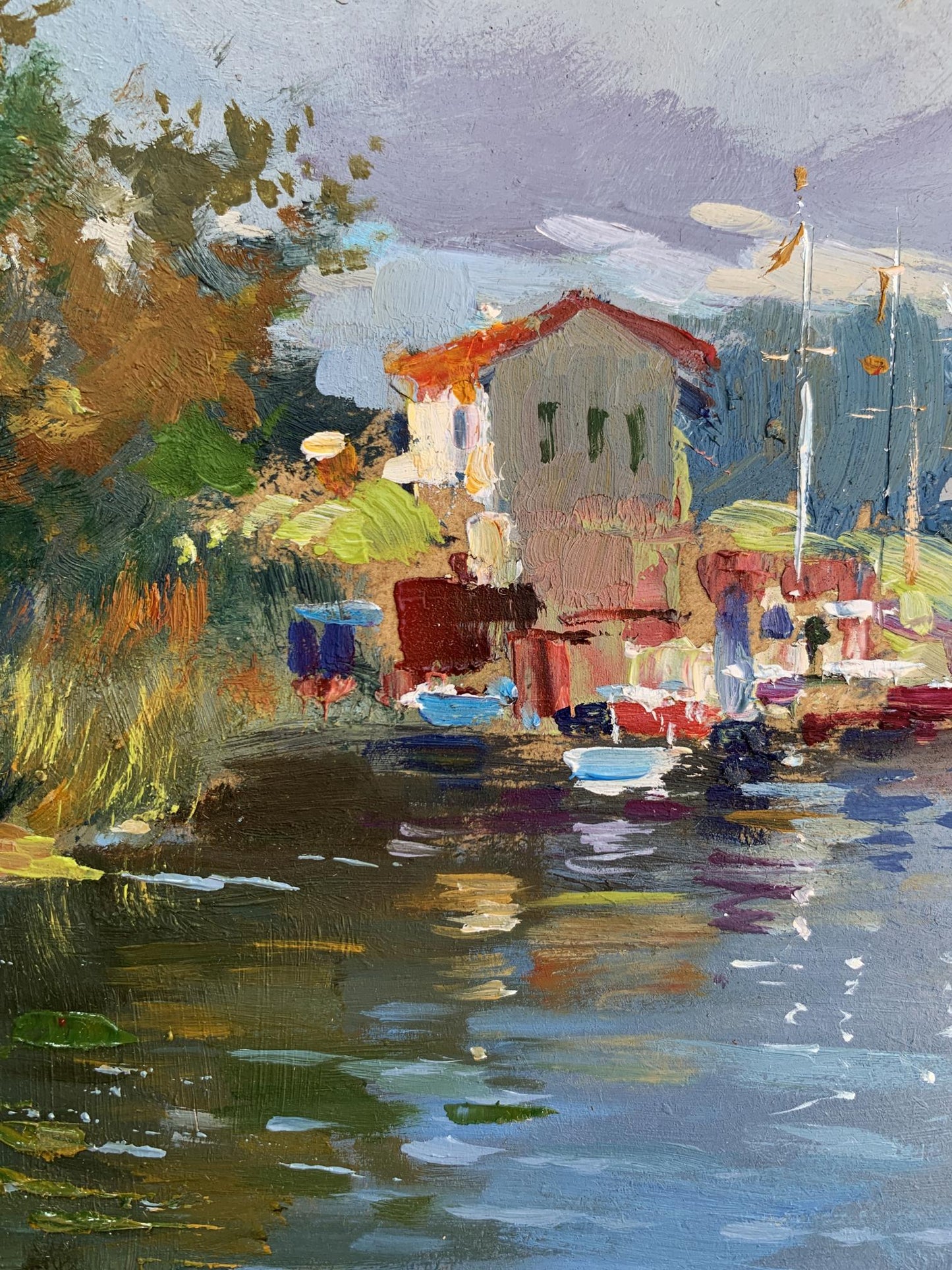 OIl painting Port for boats and yachts Yuriy Suprunchuk