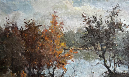 Oil painting Autumn lake Unknown artist