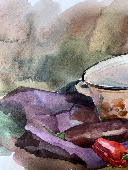 Watercolor painting Start cooking Unknown artist