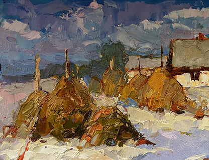 Oil painting Winter House Oksana Ivanyuk