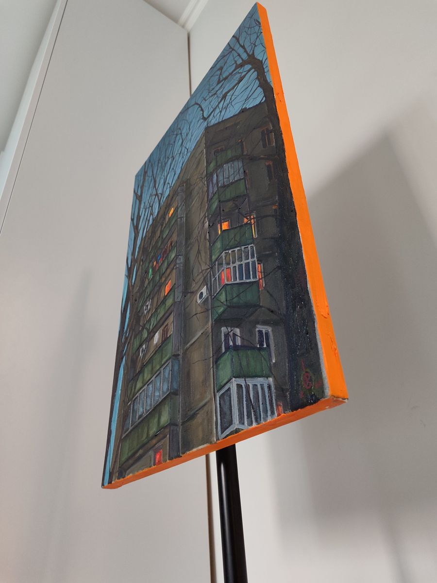 Oil painting City night house Oksana Sklym