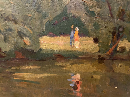 Oil painting Walk near the river Nikolai Bortnikov