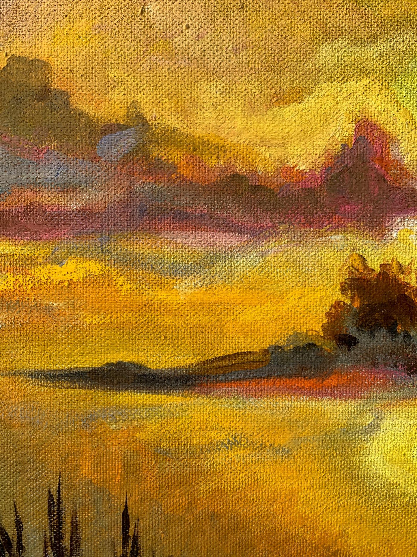 Oil painting Sunset sun Valentina Simashchuk