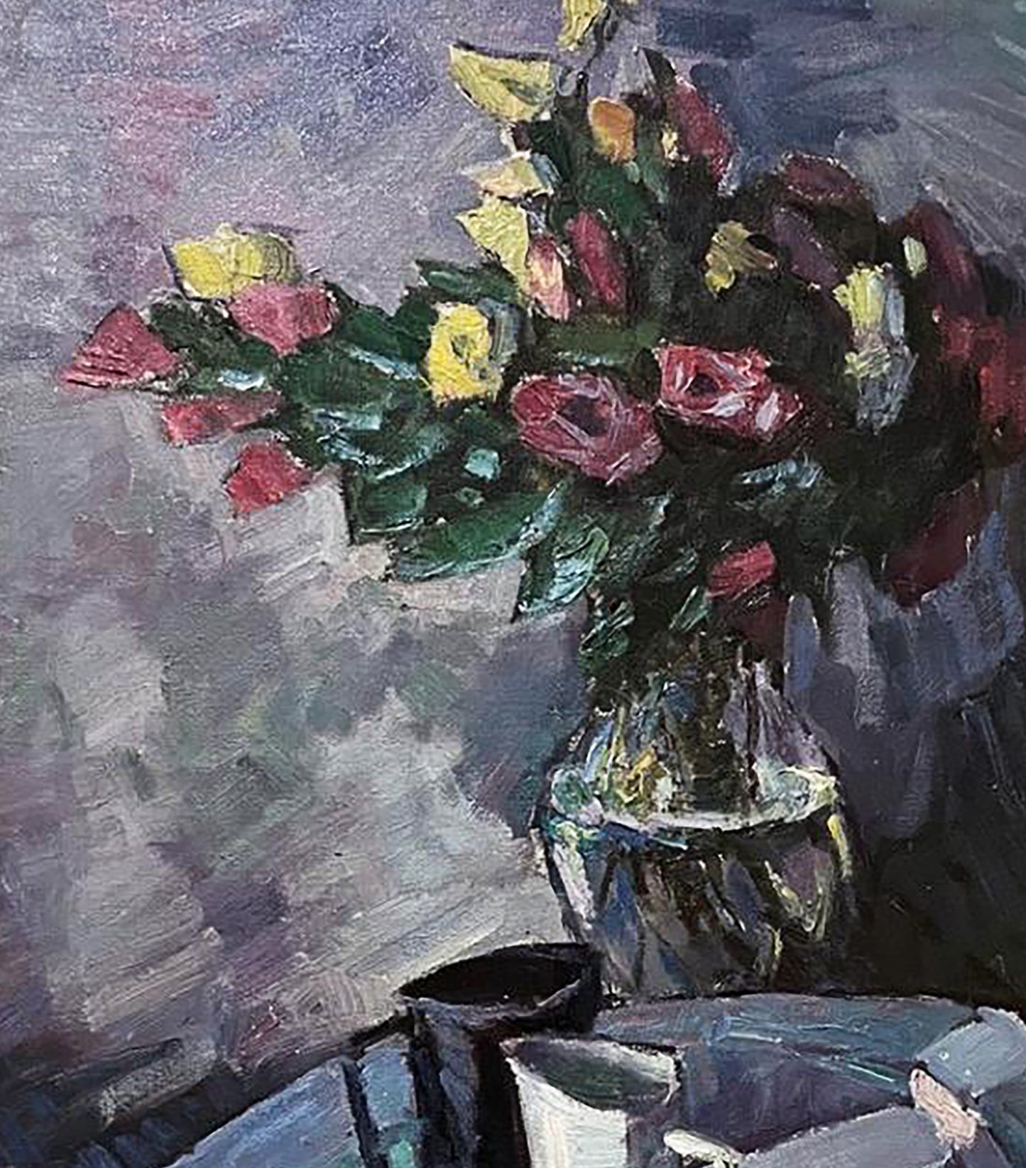 Oil painting Still life with flowers and lemon Oleksandr Andreev