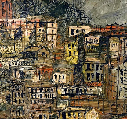 Oil painting A multi level city Serhiy Kovalev