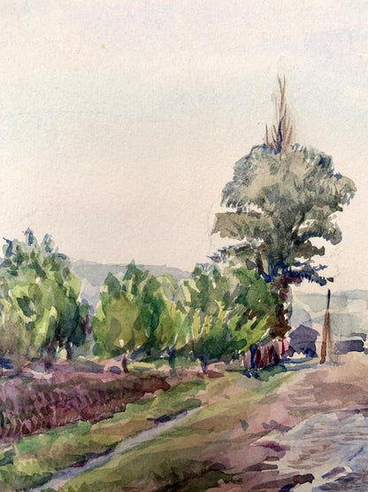 Watercolor painting Road in the field Unknown artist