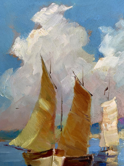 OIl painting There is a sailboat at sea Yuriy Suprunchuk