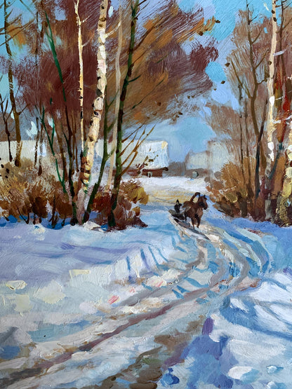 OIl painting Sunny winter day Yuriy Suprunchuk