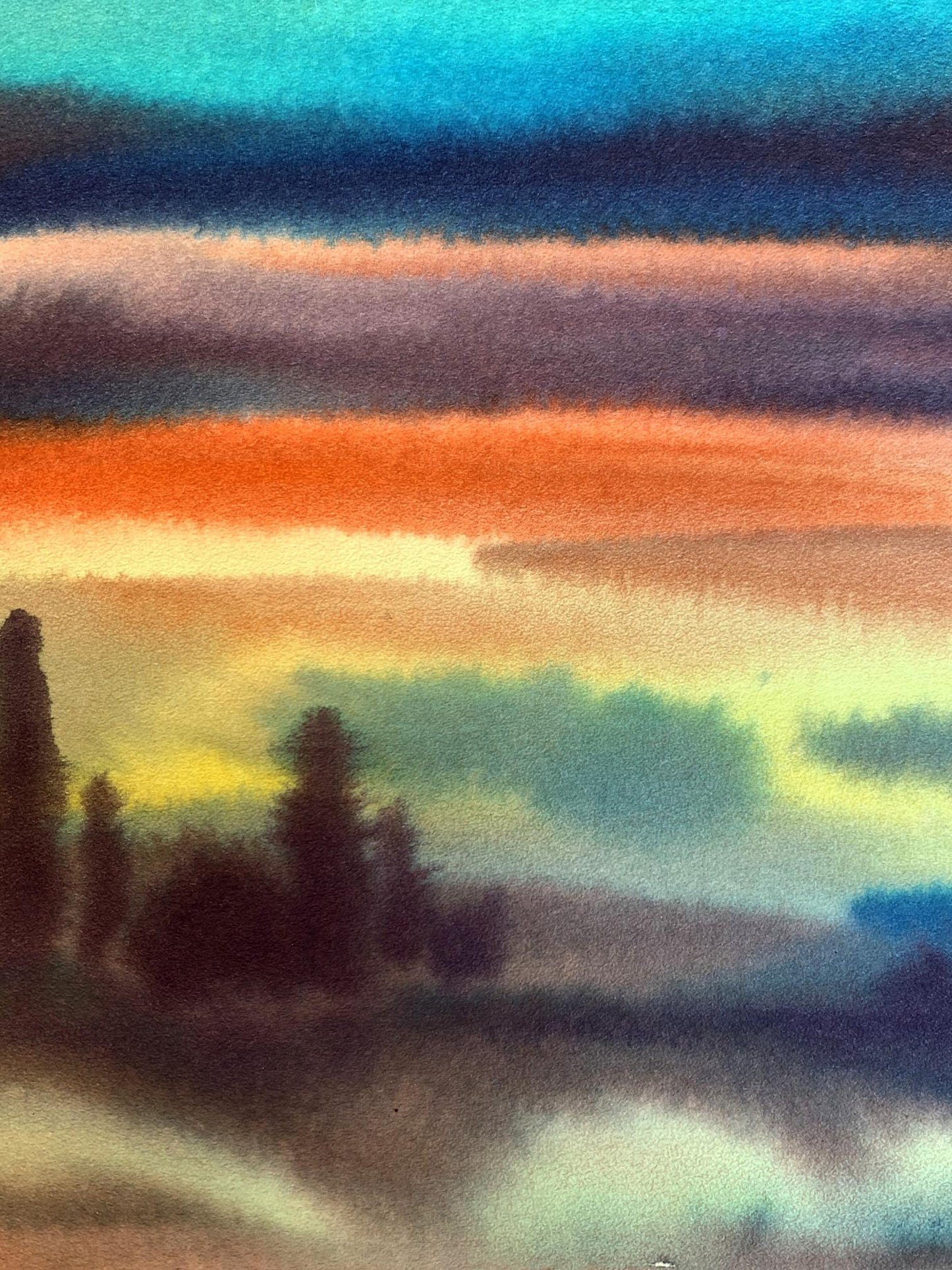 Watercolor painting Colorful evening Svetlana Gramm