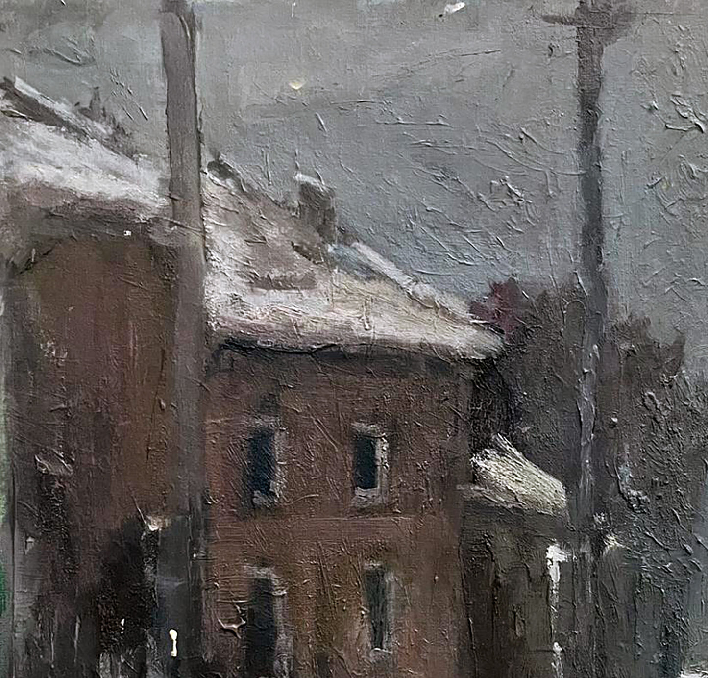 Oil painting Winter on the city streets Volodymyr Pashchenko