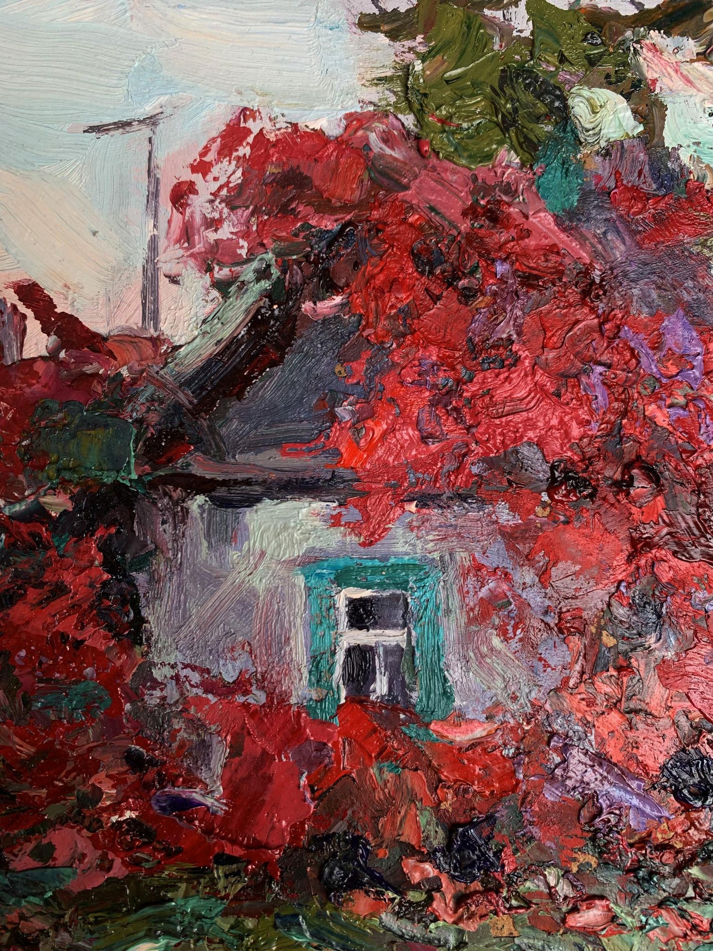 Oil painting A house under hops Oleksiyander Cherednichenko