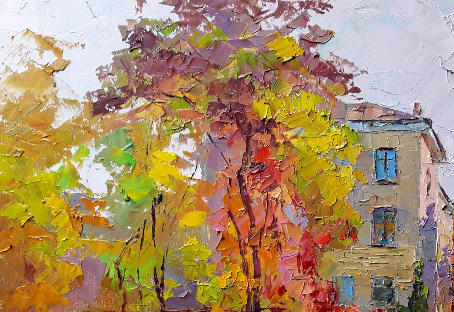 Oil painting Cityscape with autumn Boris Serdyuk