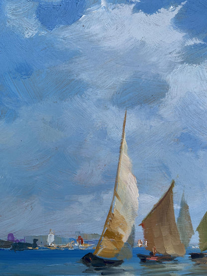 OIl painting Sailboats at sea Yuriy Suprunchuk