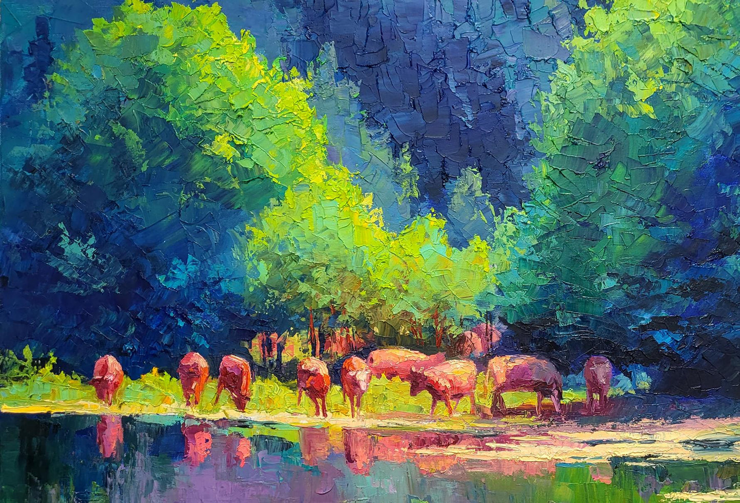 Oil painting Herd of cows Boris Serdyuk