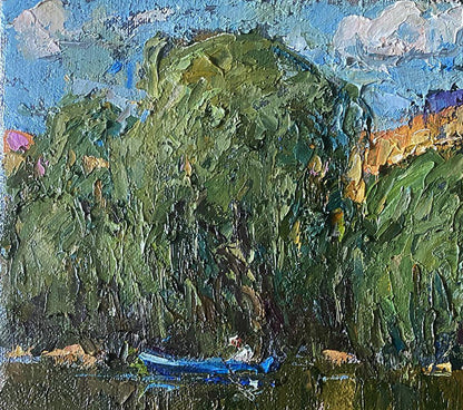 Oil painting In a boat on the lake Oleksiy Ivanyuk