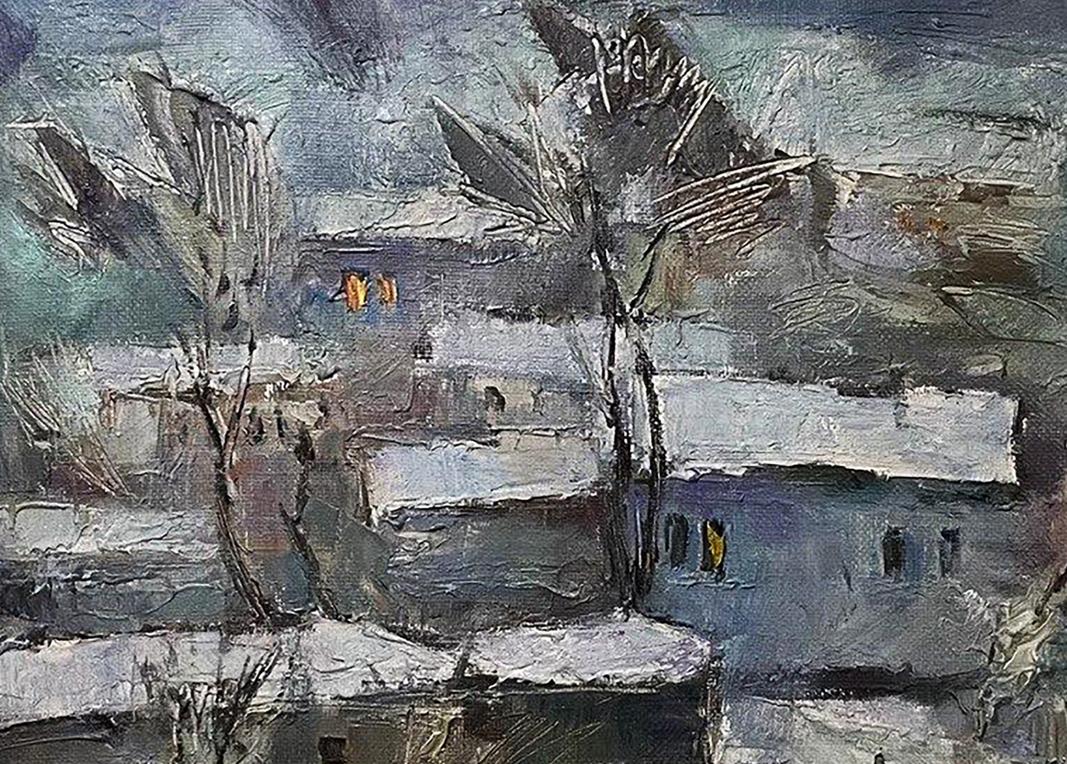 Oil painting Winter in the city Oleksandr Andreev