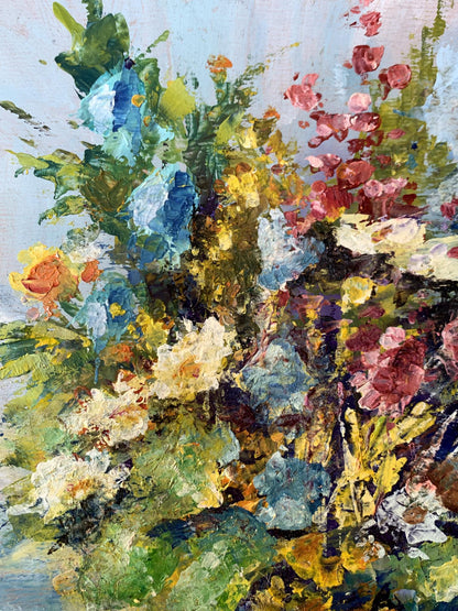 Oil painting Wild flowers in a blue vase Vadim Aksenov