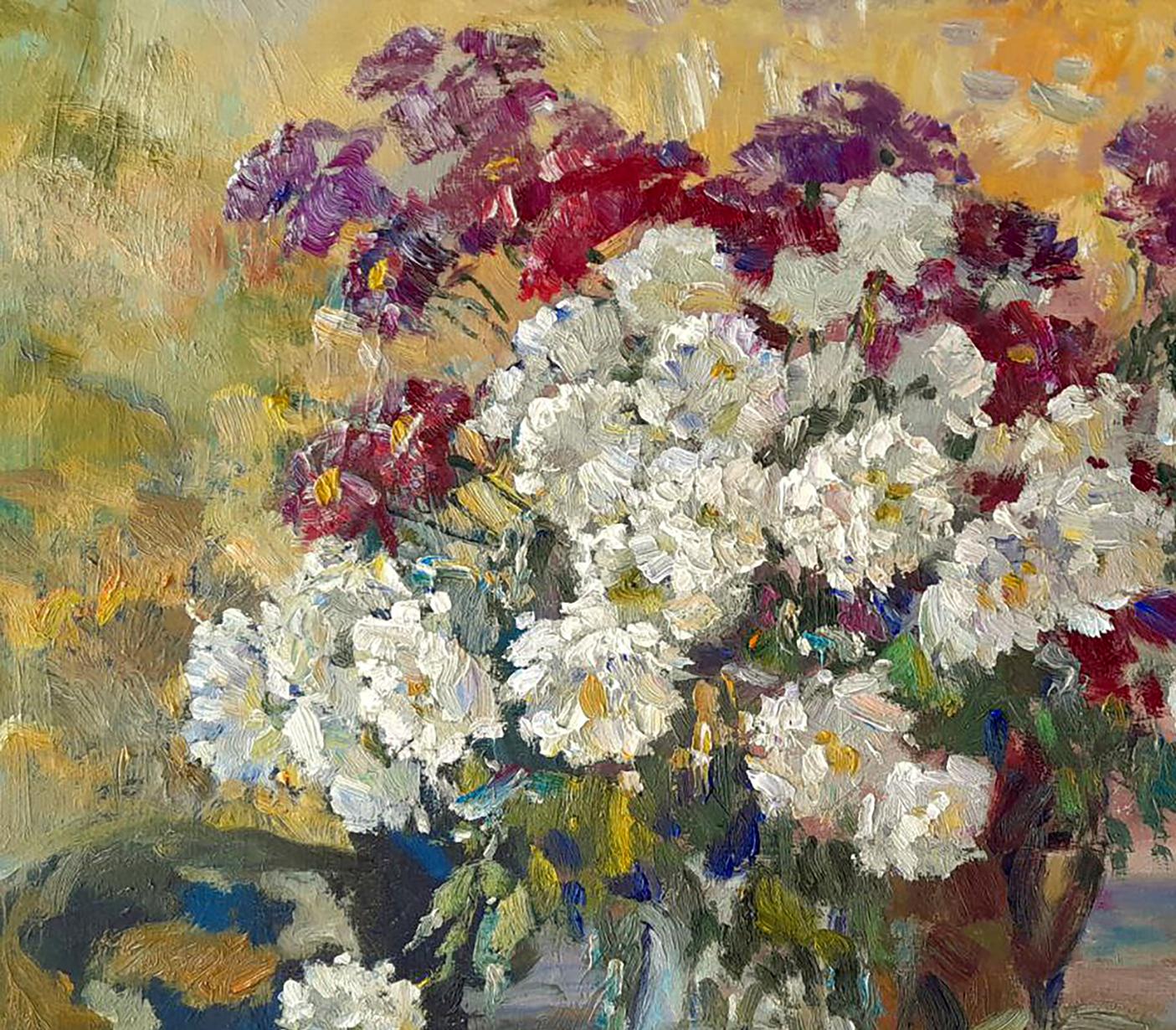 Oi painting A gift of autumn flowers Ivan Kovalenko