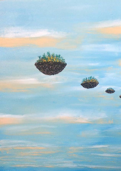 Oil painting Flying islands Andriy Klishyn