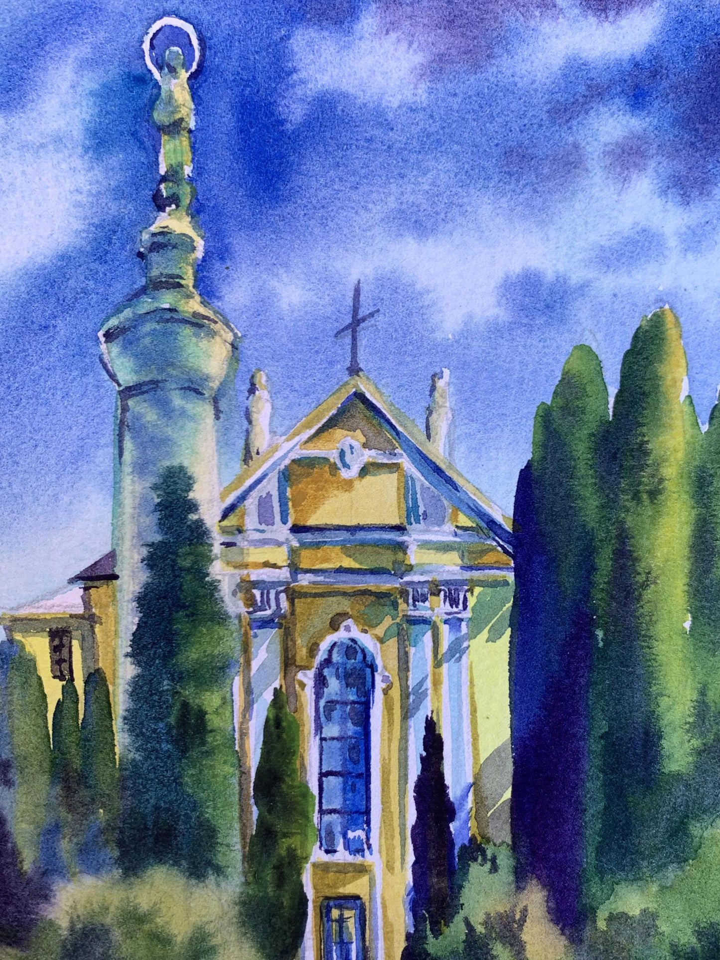 Watercolor painting Sacred place Svetlana Gramm