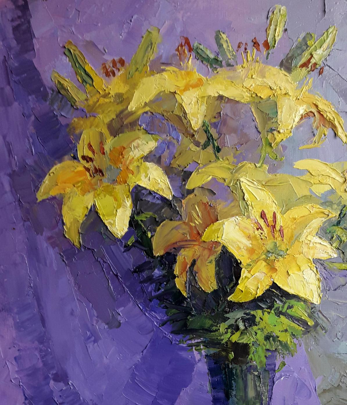 Oil painting Yellow lilies Boris Serdyuk