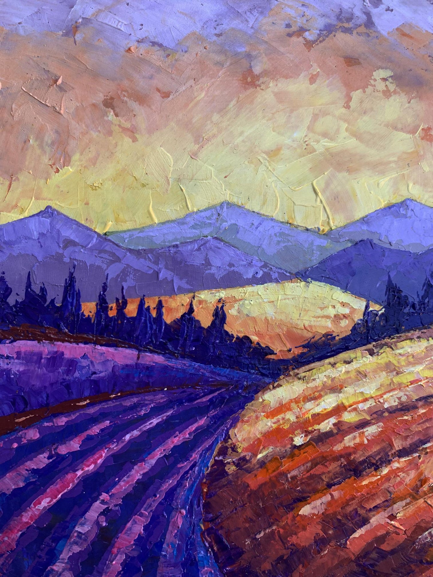 Oil painting Mountain Sunset V. Zadorozhnya