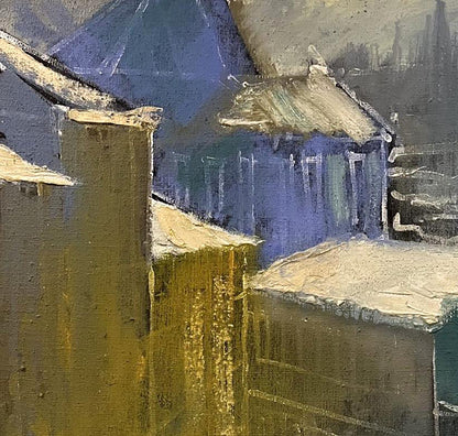 Oil painting Snow covered roofs Serhiy Kovalev