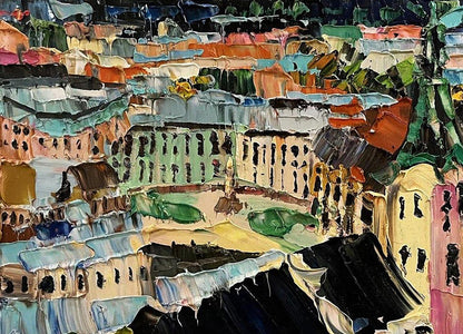 Oil painting Panorama of the old town Horishnyi N.A.