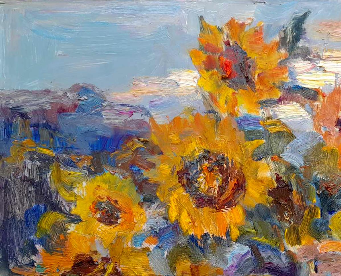 Oi painting Sunflowers in the village Ivan Kovalenko