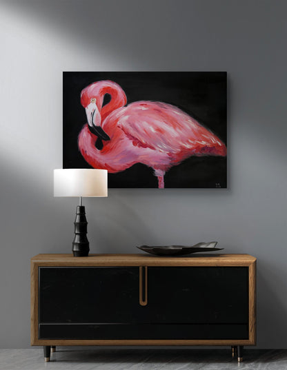 Oil painting Pink flamingo Victoria Kagalovska