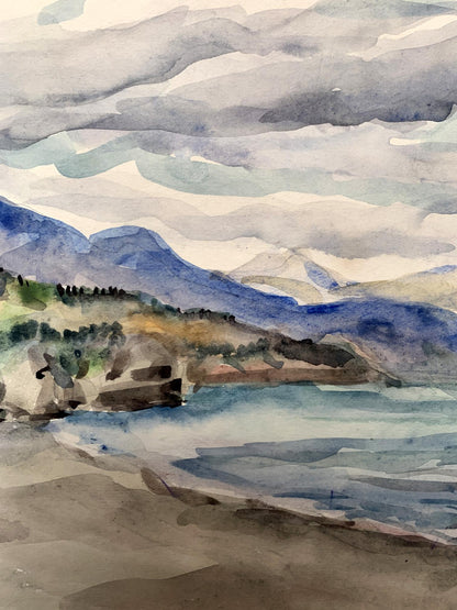 Watercolor painting Covered with clouds Unknown artist