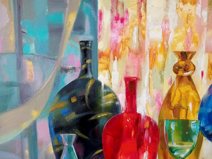 Abstract oil painting still life  