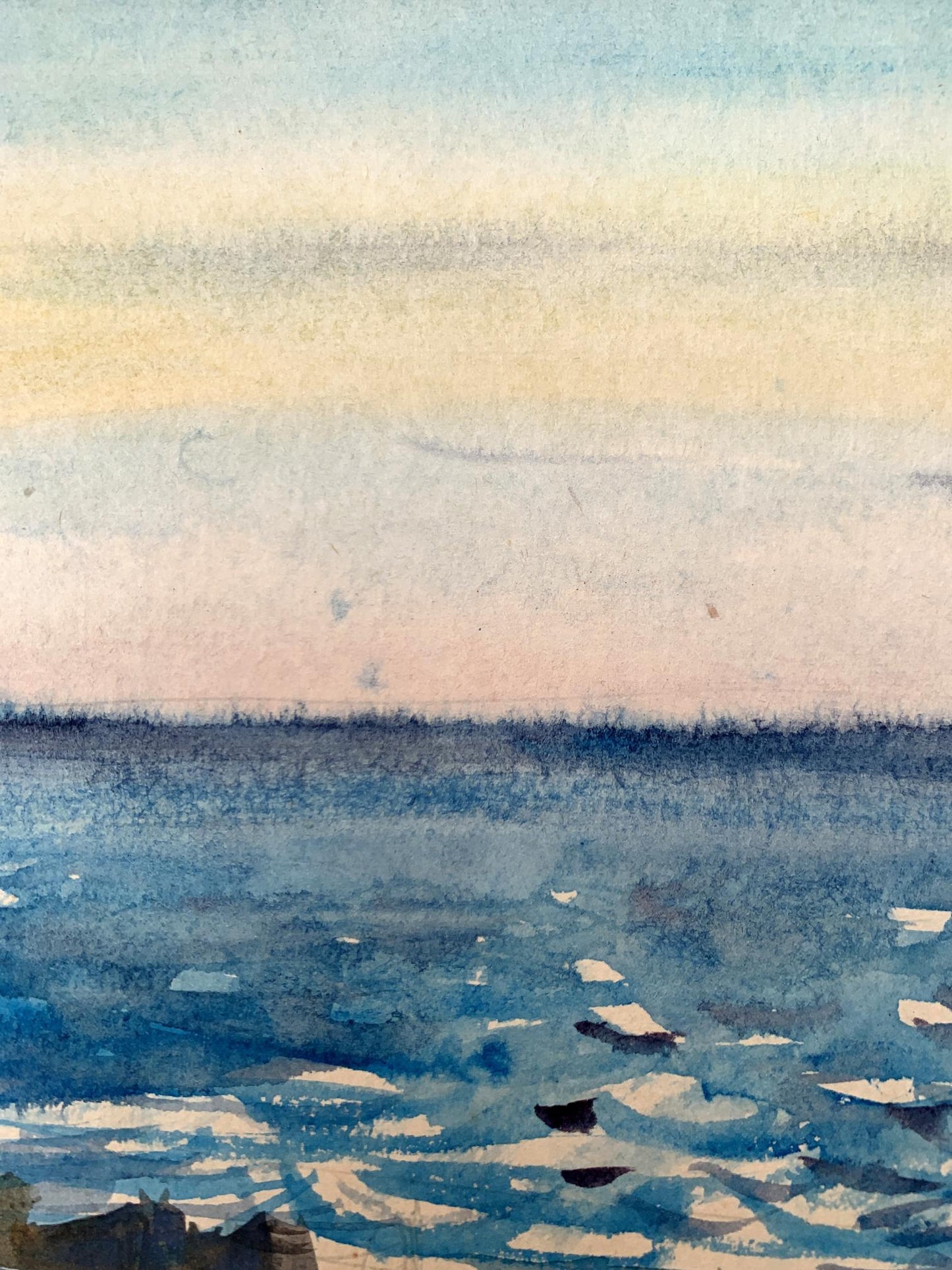 Watercolor painting With a view of the sea Unknown artist