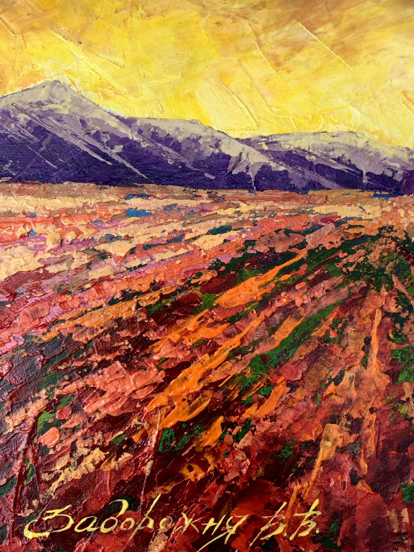 Oil painting Mountain sunset V. Zadorozhnya