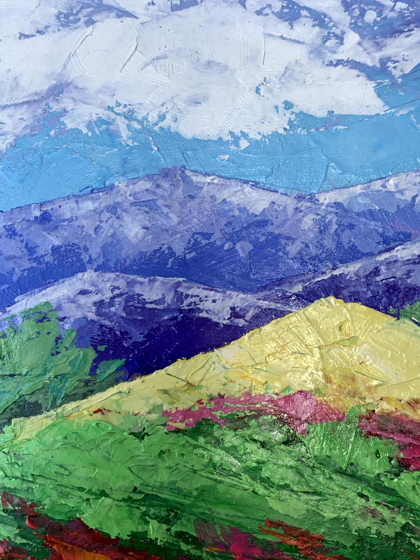 Oil painting Mountains and clouds V. Zadorozhnya