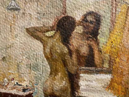 Oil painting Portrait in the bathroom Leonid Stil'