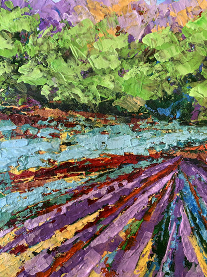 Oil painting Sunny field near the forest V. Zadorozhnya