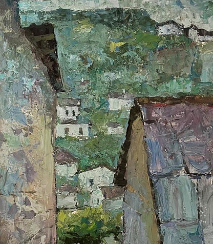 Oil painting Roofs of houses Oleksandr Andreev